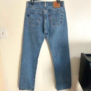 Levi's 501 Blue Denim Men's Button Fly Jeans- 33x36